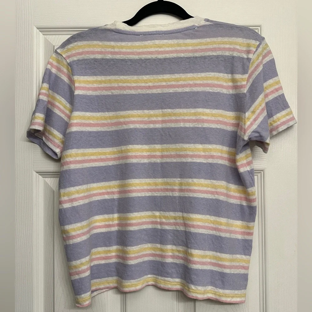 Sezane Constance Striped Tee in Lavender, Pink, Yellow - Small - Picture 2 of 6